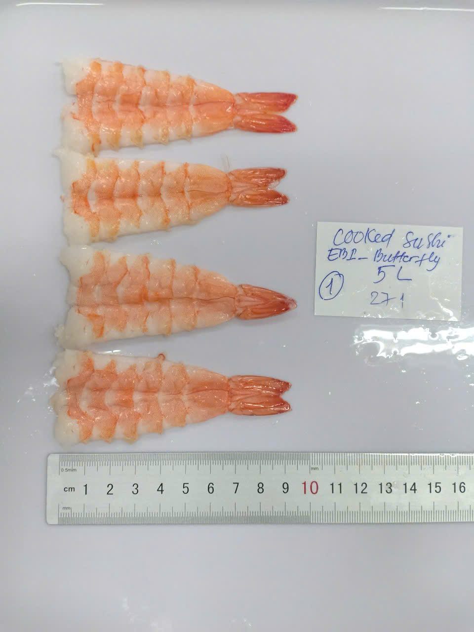 Cooked sushi ebi butterfly 5L, measured